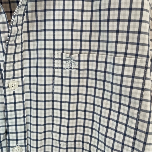 Original Penguin Blue Plaid Heritage Slim Fit Stretch Button Down - Picture 3 of 4